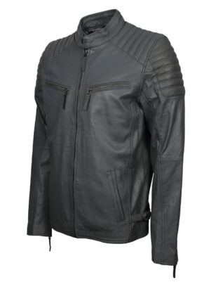 Men's Grey Fashion Leather Jacket