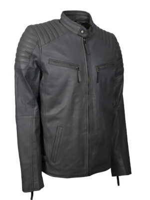 Men's Grey Fashion Leather Jacket