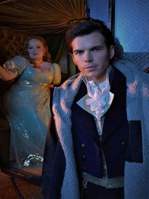 Colin Bridgerton Black Shearling Coat