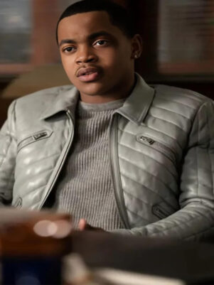 Power Book II Ghost S02 Tariq St Patrick Grey Leather Jacket