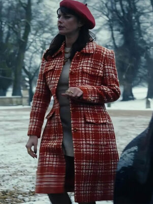 Susie Glass The Gentlemen 2024 red and White Coat