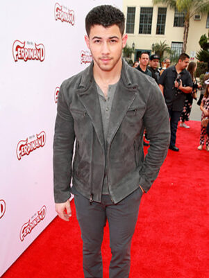 Nick Jonas Grey Sued Jacket