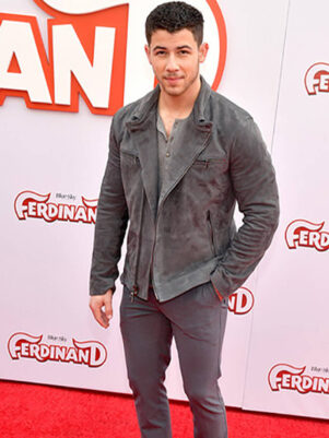 Nick Jonas Grey Sued Jacket