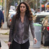 Mozhan Marnò The Blacklist Grey Leather Jacket