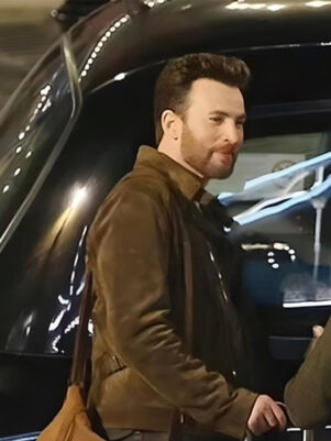 Chris Evans Ghosted Brown Jacket