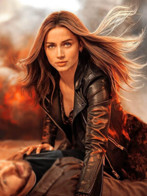 Ana de Armas Ghosted Leather Jacket