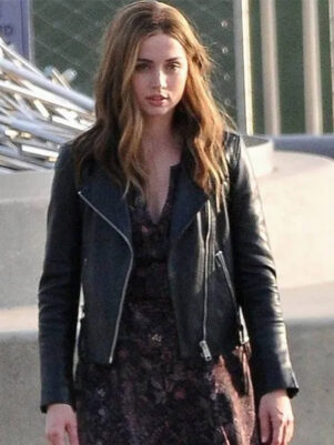 Ana de Armas Ghosted Leather Jacket