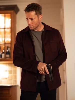 Justin Hartley Tracker Maroon Jacket