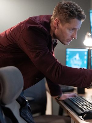 Justin Hartley Tracker Maroon Jacket