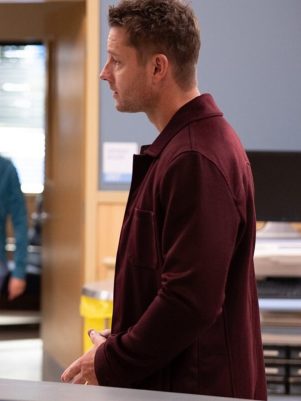 Justin Hartley Tracker Maroon Jacket