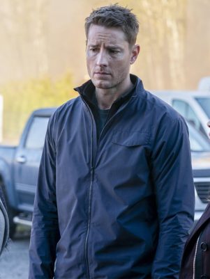 Justin Hartley Tracker Blue Parachute Jacket