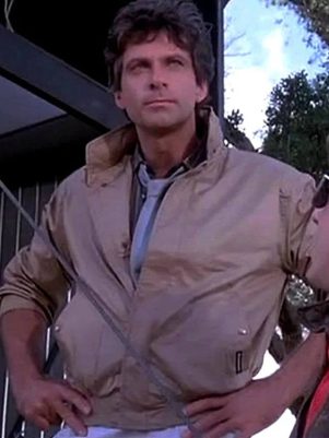 David Hasselhoff Knight Rider Beige Cotton Bomber Jacket