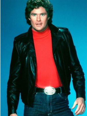 David Hasselhoff Knight Rider Black Leather Jacket