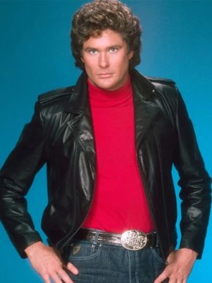 David Hasselhoff Knight Rider Black Leather Jacket