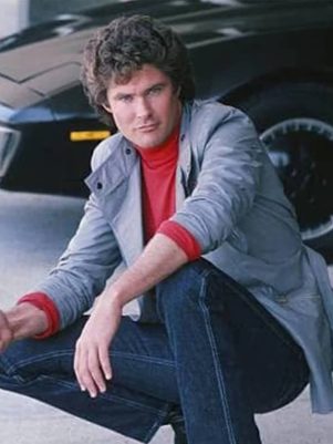 David Hasselhoff Knight Rider Grey Leather Jacket