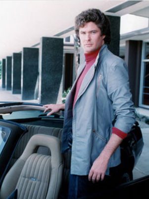 David Hasselhoff Knight Rider Grey Leather Jacket
